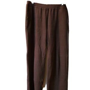 Women’s Brown Izod Stretch Sweat Pants Straight Wide Leg Logo Size Large